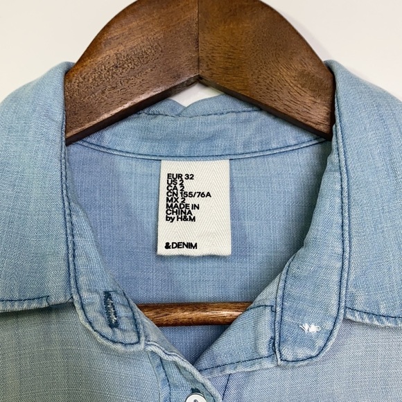 H&M - Lightweight Denim Button Up Dress Size 2 - Picture 4 of 8